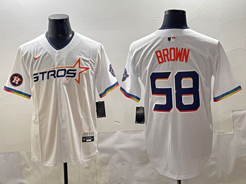Men Houston Astros #58 Brown White Fourth generation Joint Name 2025 Nike MLB Jersey style 9